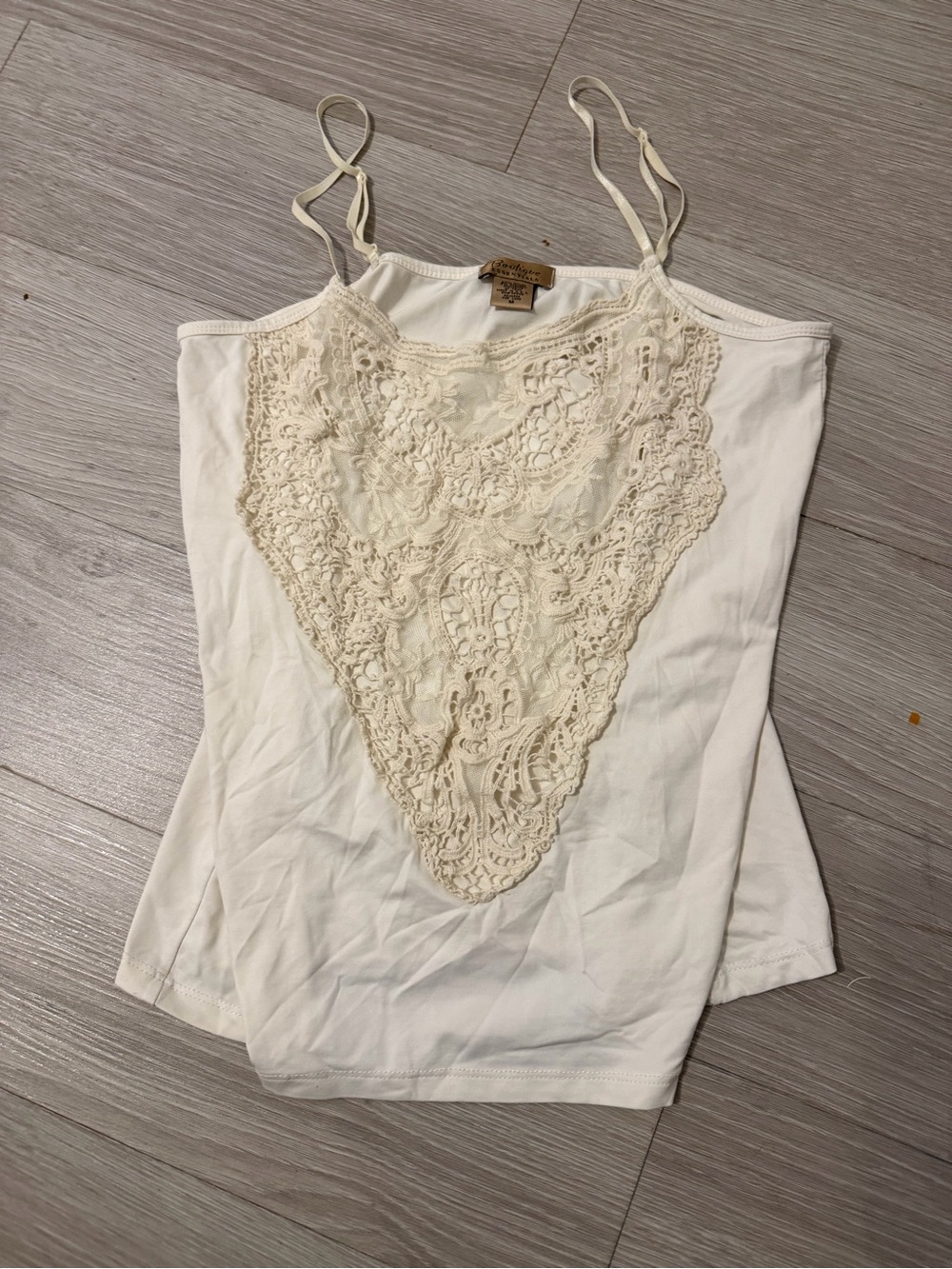 Ivory Crochet-Front Camisole with Adjustable Straps